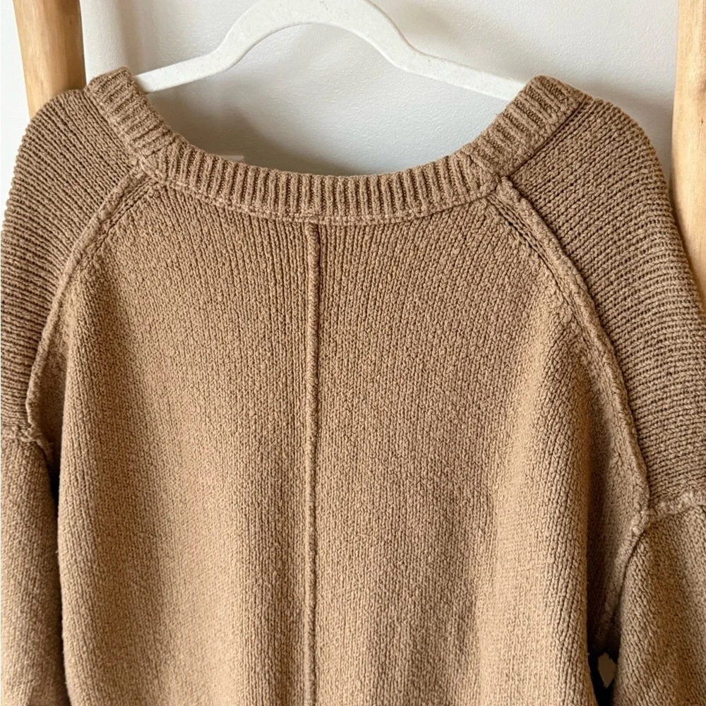 Free People Brookside Boho Soft Oversized Scoopneck Tunic Sweater Desert Camel M